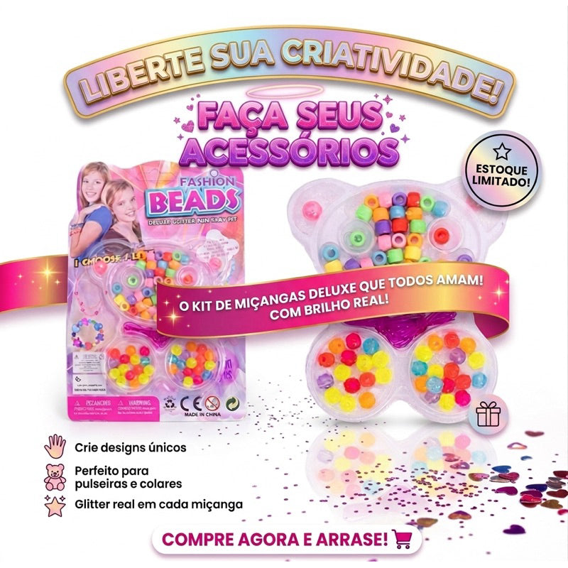 Kit de Miçangas Infantil para Pulseiras e Colares