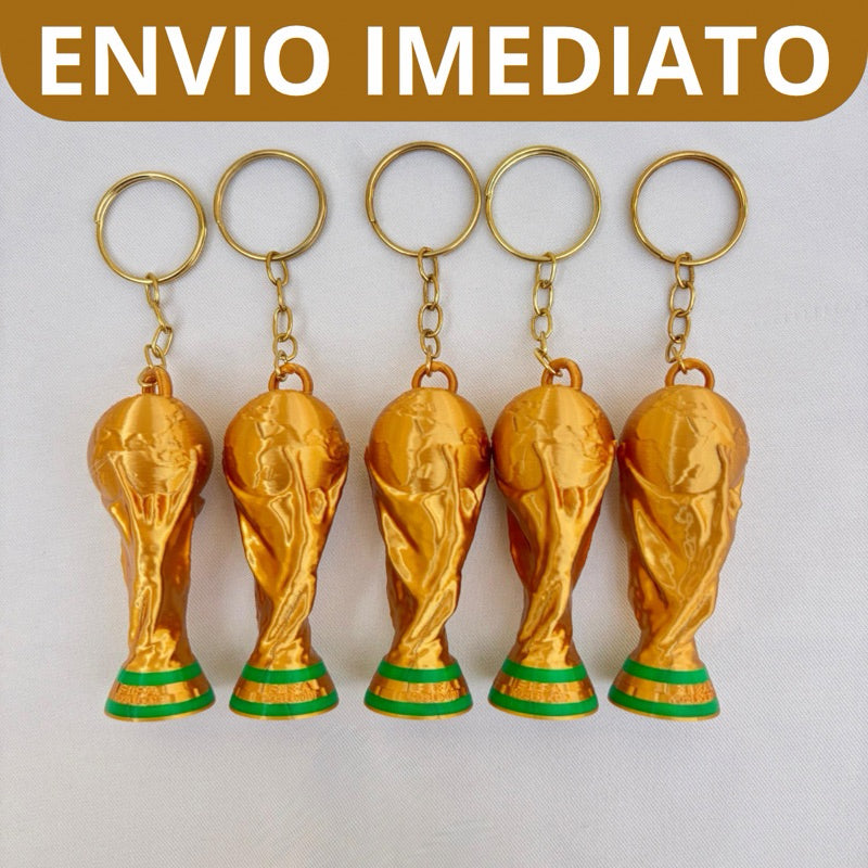 Kit Chaveiro Mini Taça Copa do Mundo Dourada