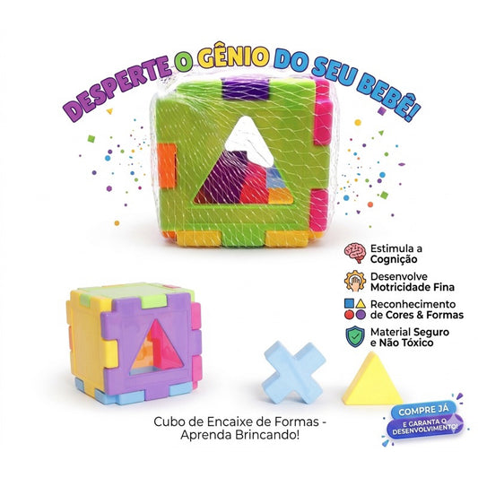 Cubo Didático Infantil de Encaixe de Formas