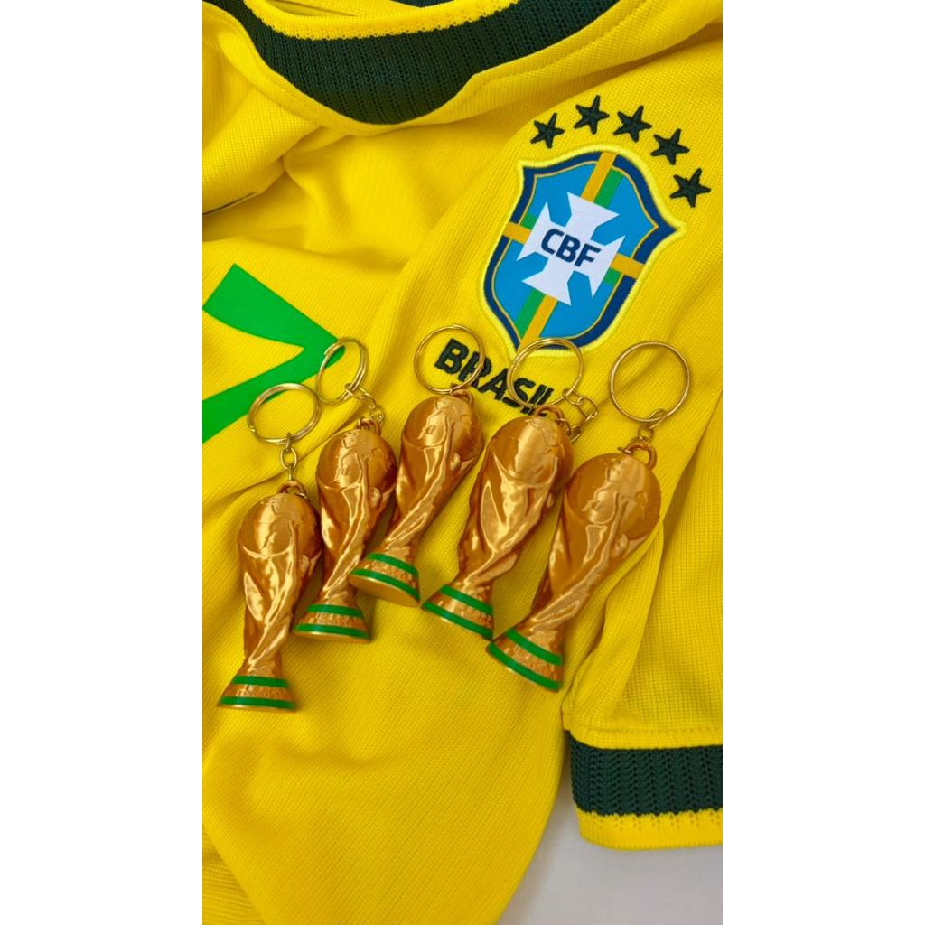 Kit Chaveiro Mini Taça Copa do Mundo Dourada