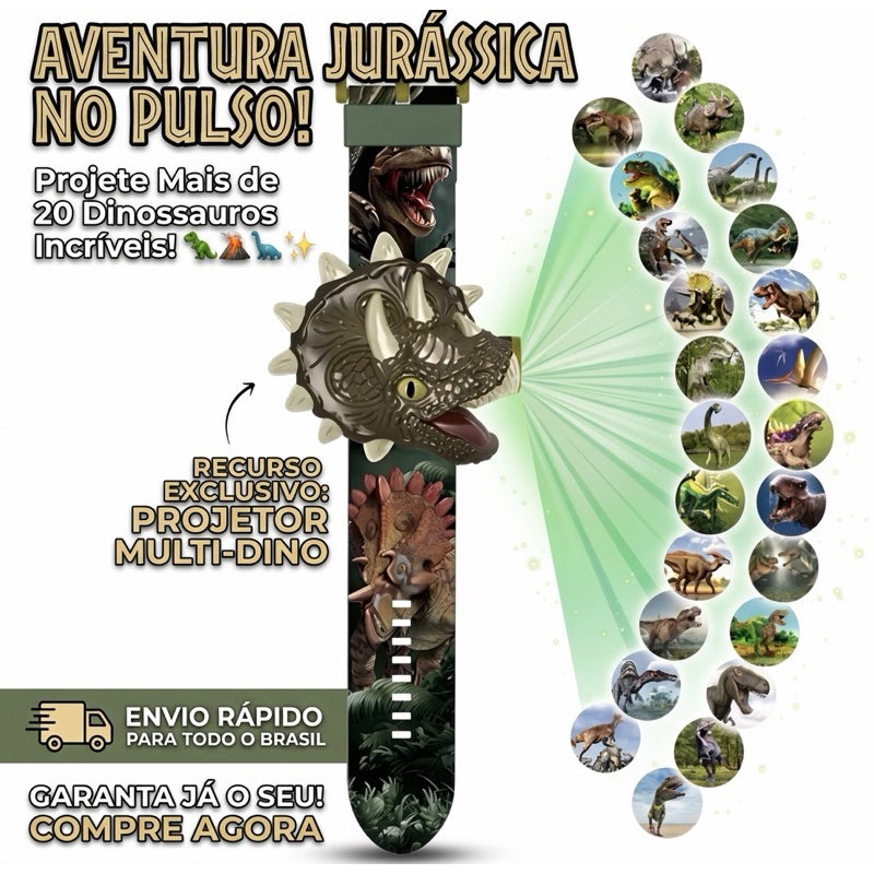Relógio Infantil Dinossauro com Projetor de Luzes